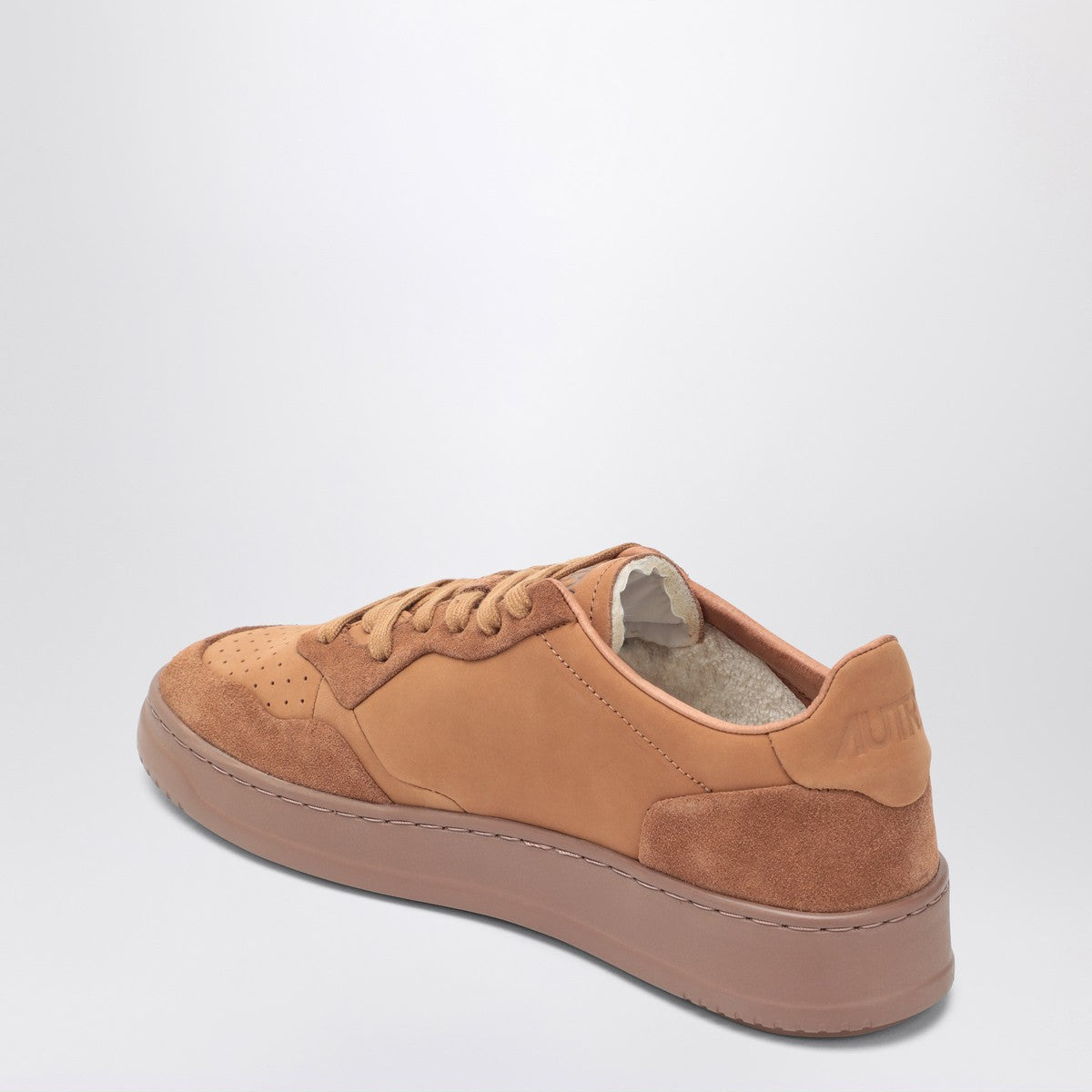 AUTRY Brown Medalist sneakers in nappa and suede